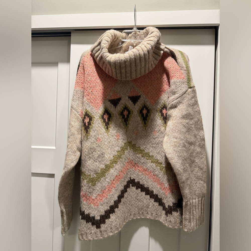 NWT Tribal Jeans size XL Cozy Multicolor Turtleneck Sweater